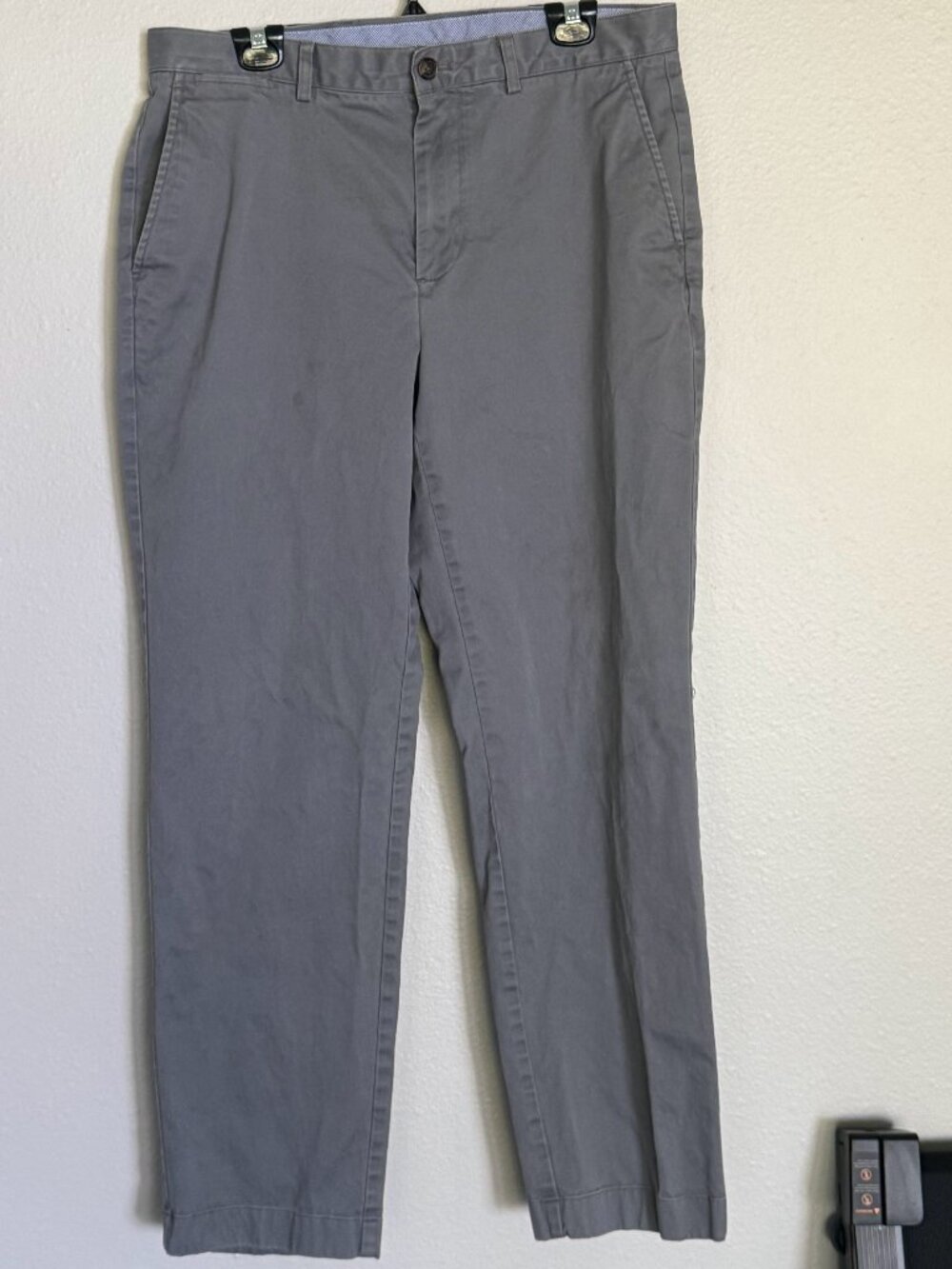 Brooks Brothers Clark Fit Stretch Advantage Chino Pants Men 35x30 Grey Non Iron